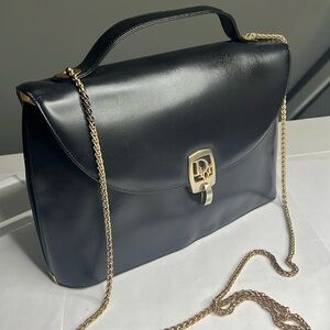 Christian Dior Black Leather Vintage Handbag Crossbody Bag